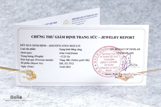 Vì sao khách hàng nên mua kính Cartier chính hãng tại Bello Eyewear 3 Chứng thư giám định trang sức đi kèm các phiên bản kính Cartier vàng đúc